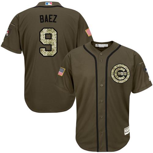 العفص Cubs #9 Javier Baez Green Salute to Service Stitched MLB Jersey ... العفص