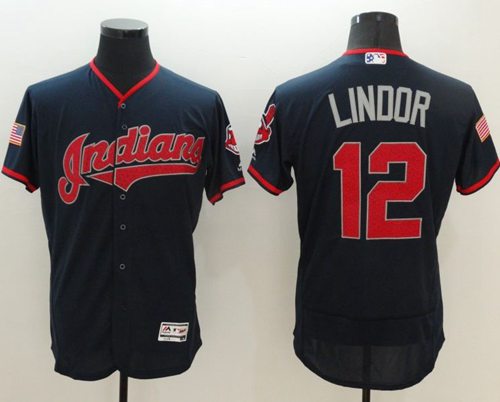 Men's Mitchell and Ness Cleveland Indians #12 Francisco Lindor