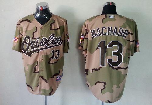 Orioles #13 Manny Machado Camo Commemorative Military Day Cool Base  Stitched MLB Jersey