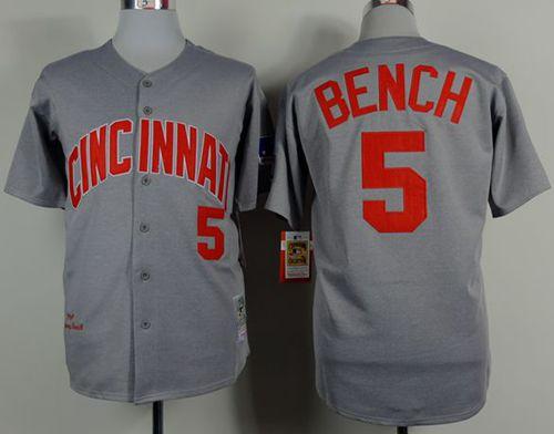 ملابس جديده Mitchell And Ness 1969 Reds #5 Johnny Bench Grey Throwback ... ملابس جديده