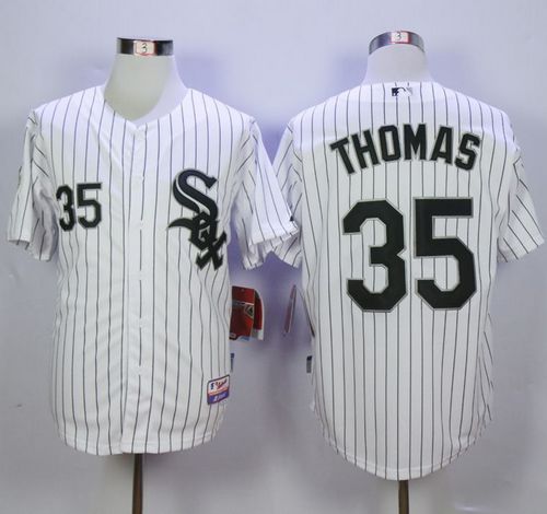 مقاس الحذاء White Sox #35 Frank Thomas White(Black Strip) Cool Base Stitched ... مقاس الحذاء