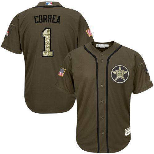 محلات بيع الدخان في جدة Men's Houston Astros #1 Carlos Correa Green Salute To Service Cool Base Stitched MLB Jersey احمر وابيض