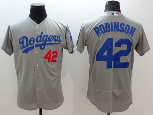 Dodgers #42 Jackie Robinson Grey 