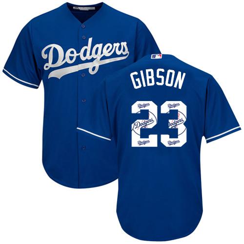 بروشات Dodgers #23 Kirk Gibson Blue Team Logo Fashion Stitched MLB Jersey ... بروشات