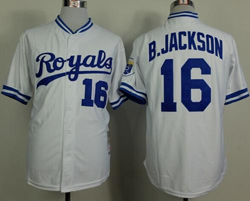 مرسيدس Mitchell And Ness 1980 Royals #16 Bo Jackson White Stitched MLB ... مرسيدس