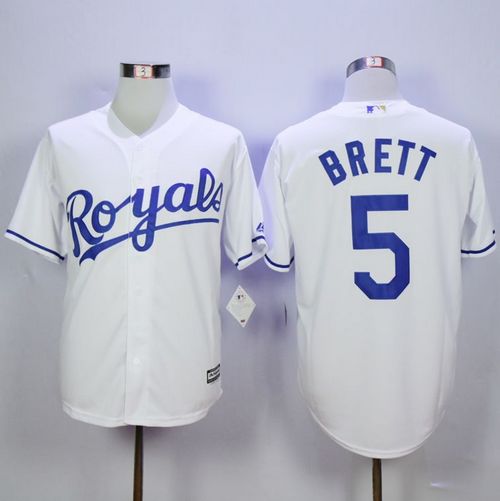 بصل اصفر Men's Kansas City Royals #5 George Brett White Flexbase Authentic Collection Stitched MLB Jersey بصل اصفر