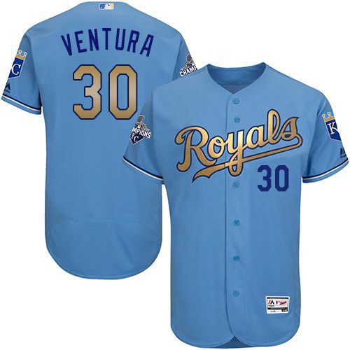 شماغ جنيفا Royals #30 Yordano Ventura White 2015 World Series Champions Gold Program Stitched MLB Jersey شماغ جنيفا