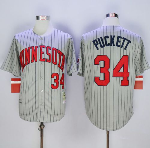 Mitchell And Ness 1987 Twins #34 Kirby Puckett Grey Throwback