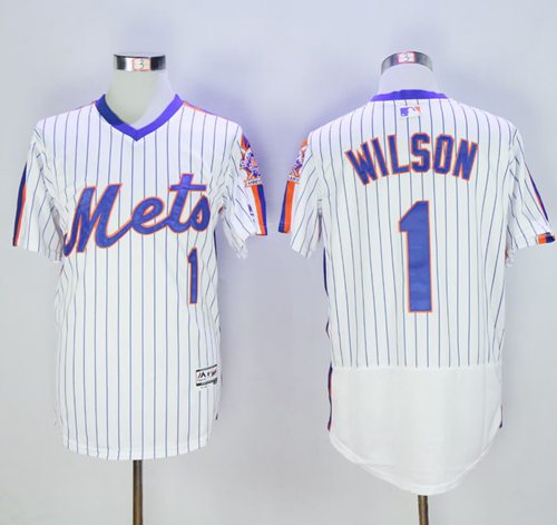 عنصر الفضه Mets #1 Mookie Wilson White(Blue Strip) Flexbase Authentic ... عنصر الفضه