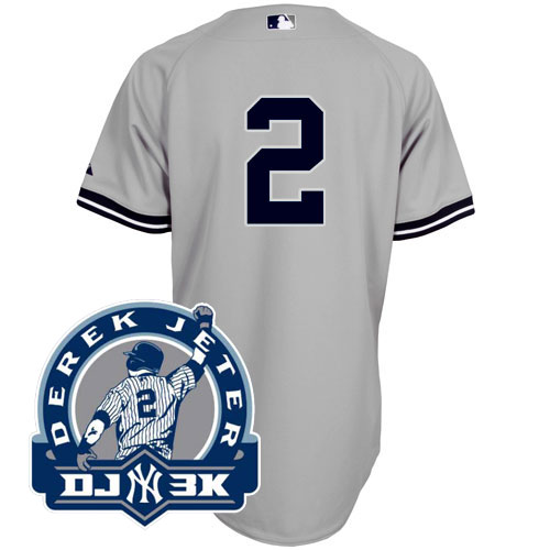 é Yankees #2 Derek Jeter Grey With DJ-3K Patch Stitched MLB Jersey ... é