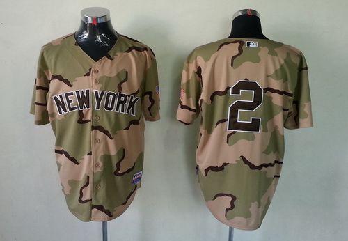 Yankees #2 Derek Jeter Camo Commemorative Military Day Cool Base