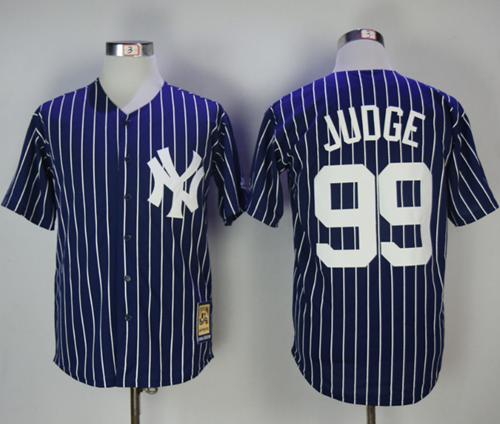 شاص قديم Yankees #99 Aaron Judge Navy Blue Strip 1973 Turn Back The Clock ... شاص قديم