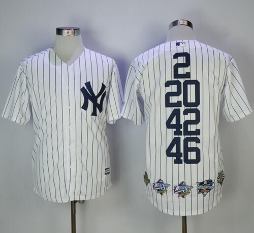 مطابخ اوف وايت المنيوم New York Yankees #2 #20 #42 #46 White Strip World Series Champions Stitched Jersey مطابخ اوف وايت المنيوم