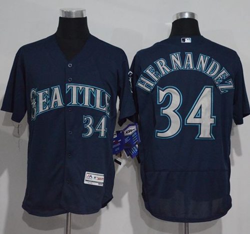رمز السكر Men's Seattle Mariners #34 Felix Hernandez Navy Blue Stars & Stripes Fashion Independence Day Stitched MLB Majestic Flex Base Jersey ورده ورده