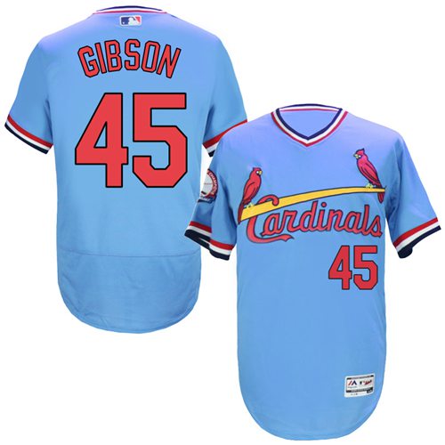 Cardinals #45 Bob Gibson Light Blue 