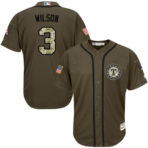 Rangers #3 Russell Wilson Green Salute to Service Stitched MLB Jersey