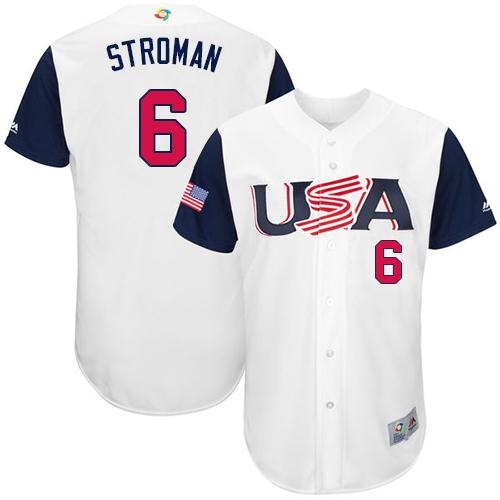 افضل مزلق طبيعي Men's Team USA Baseball Majestic #6 Marcus Stroman White 2017 World Baseball Classic Stitched Replica Jersey شمس