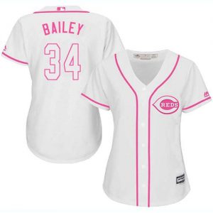 سنودروب Reds #34 Homer Bailey White Home Women's Stitched Baseball Jersey سمنة المراعي